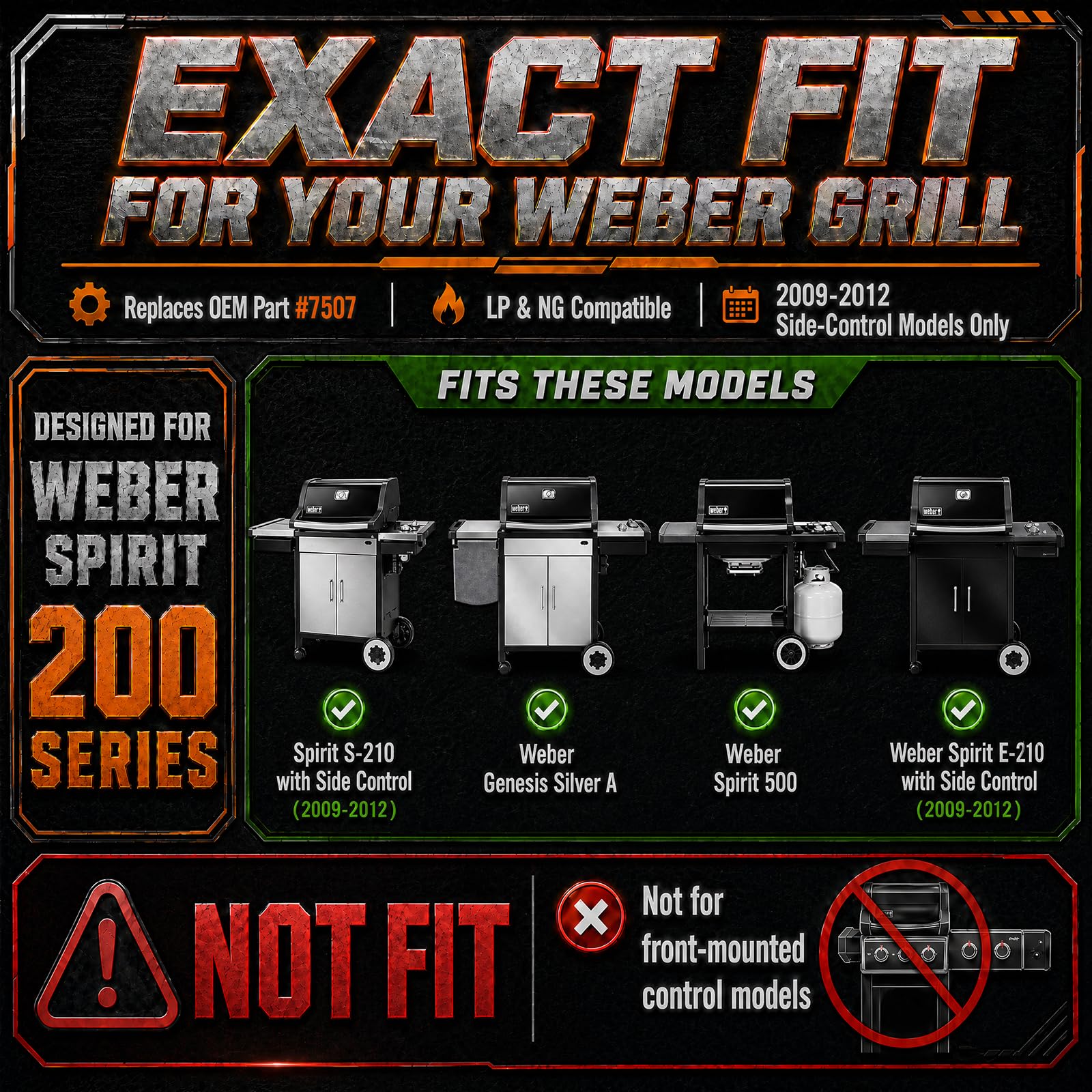Uniflasy installed in a Weber Spirit showing aligned burners for even heat distribution