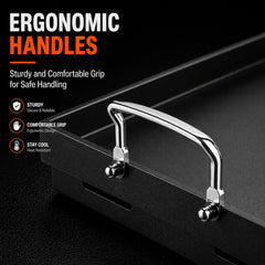 Uniflasy griddle inserted in a gas grill demonstrating full coverage and stability
