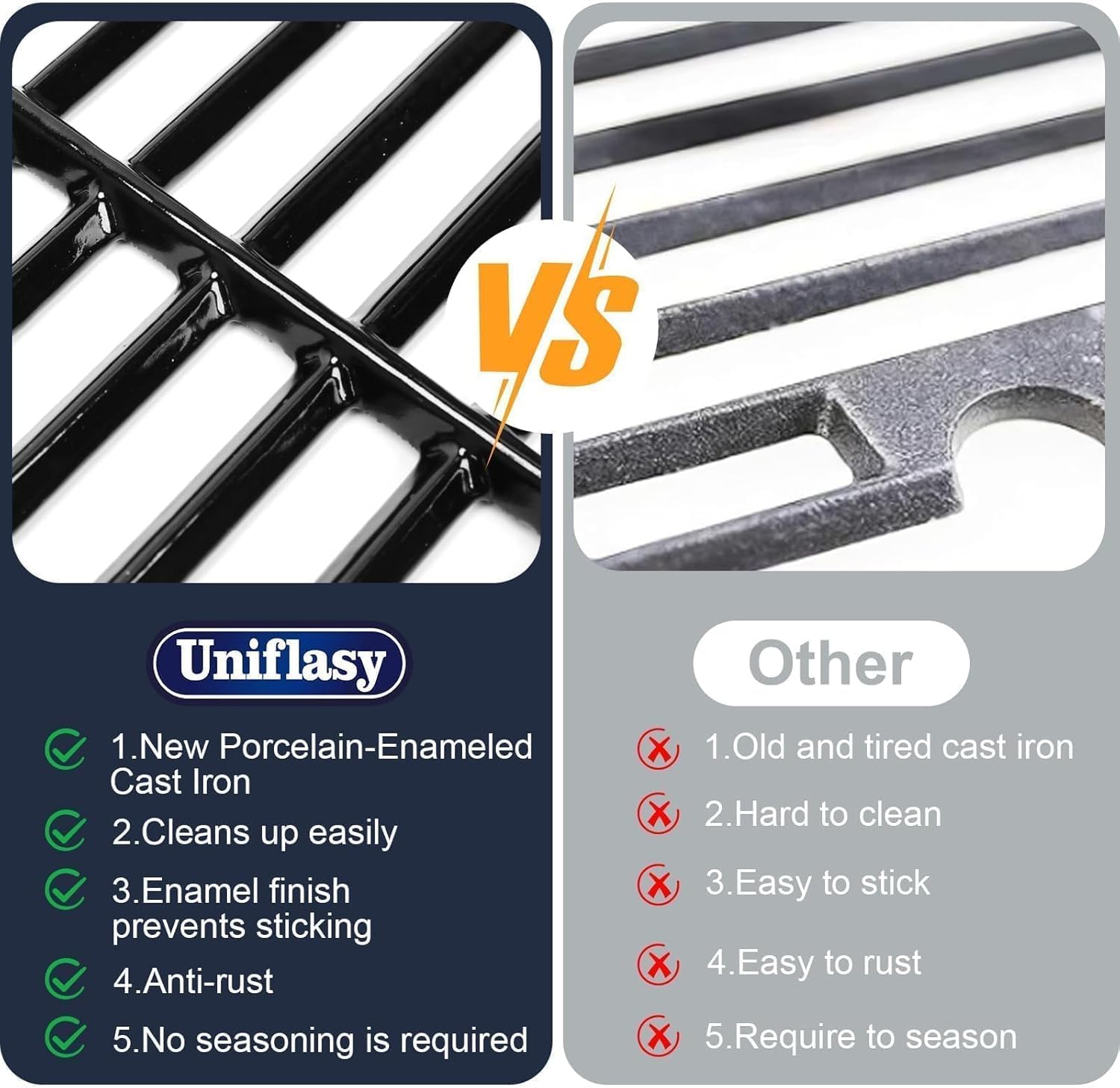 Uniflasy close-up of snow-point porcelain flavorizer bars, corrosion resistance benefit