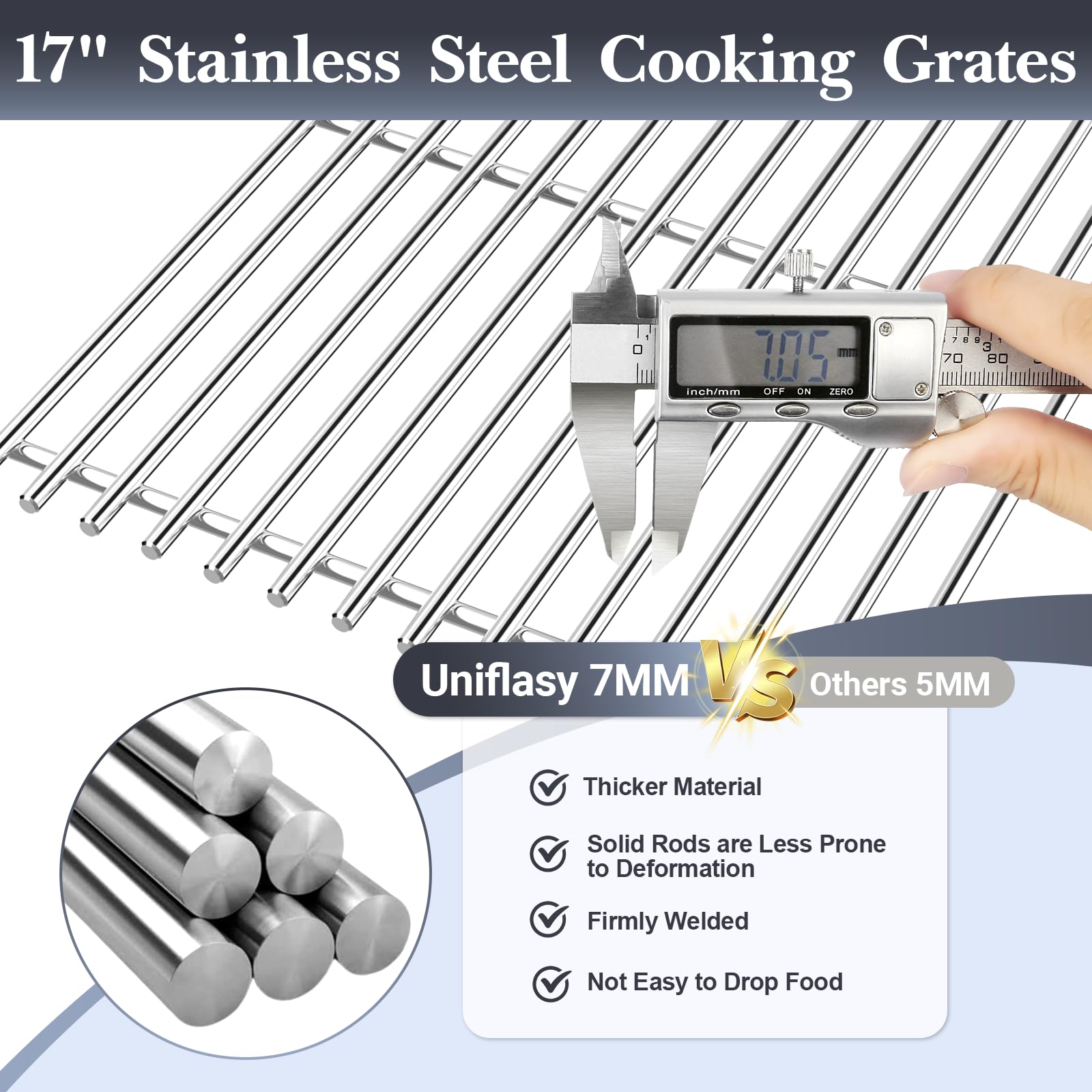 Uniflasy grate searing steak illustrating clear grill marks and flavor boost