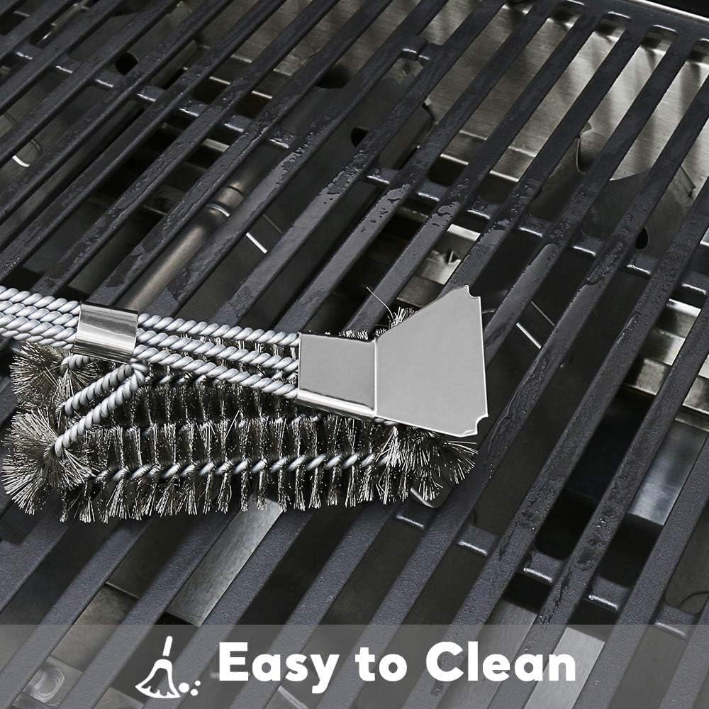 Detail of seasoning grates with oil brush demonstrating maintenance to prevent rust