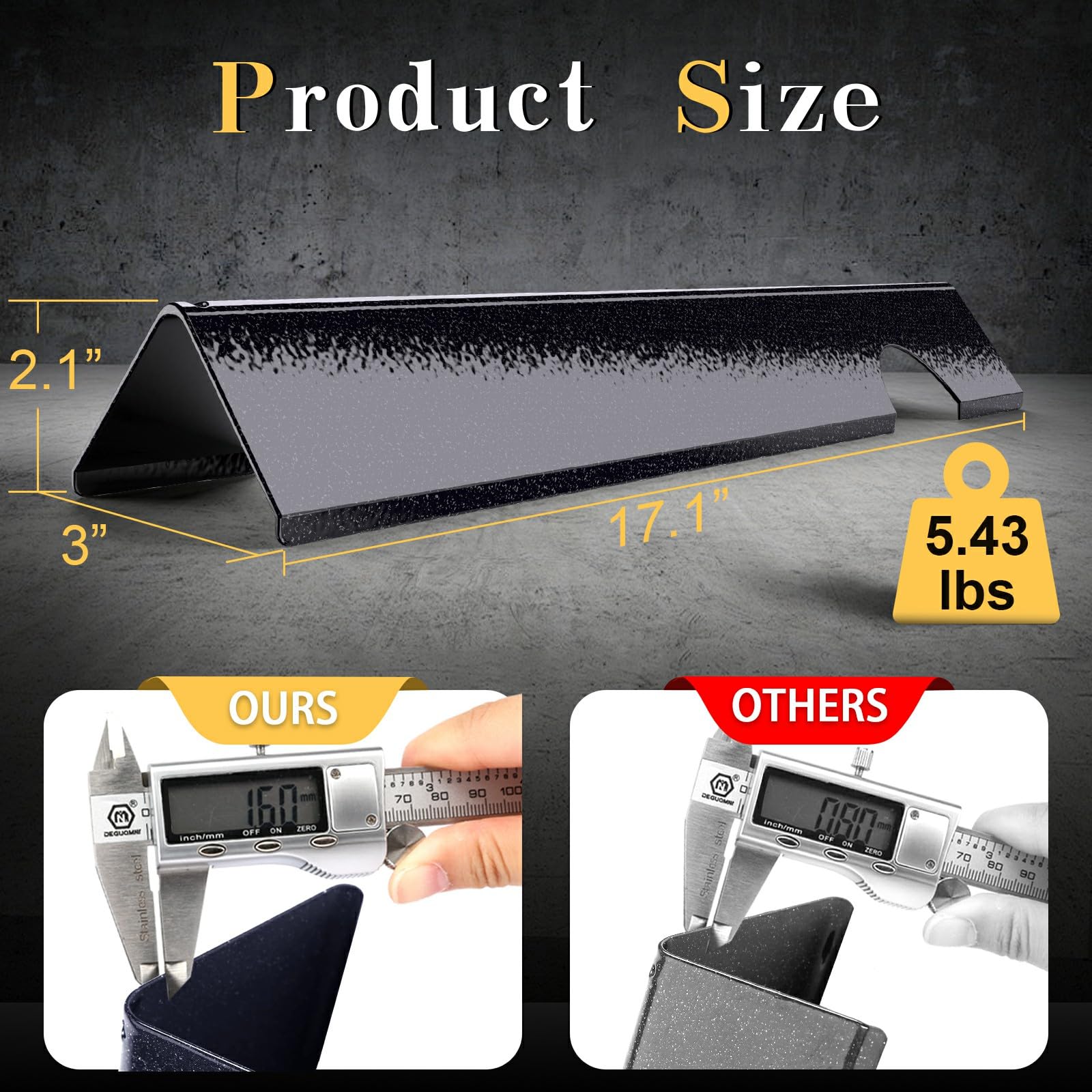 Side profile of Uniflasy bar showing exact dimensions for an accurate replacement fit.