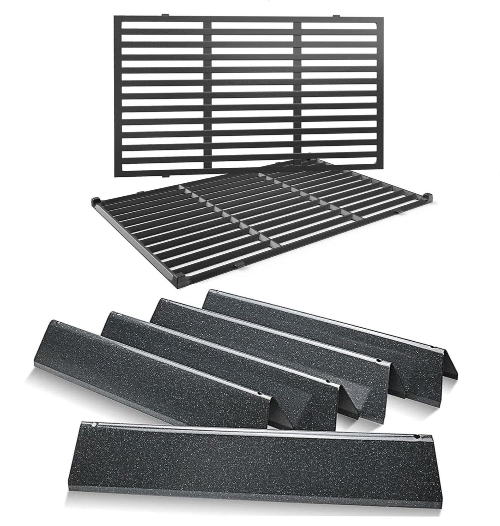 Uniflasy front view kit laid out showing flavorizer bars and grates, clear fit