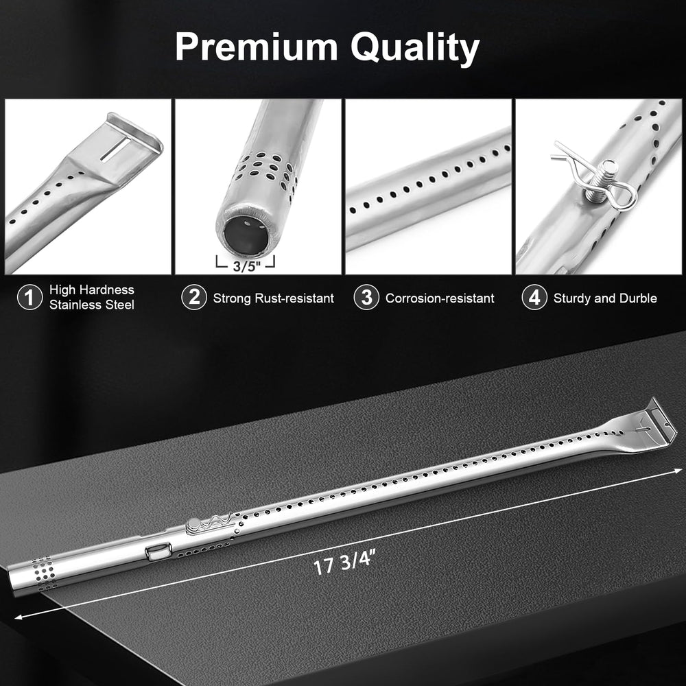 Uniflasy stainless steel burner close-up showing durable heat-resistant construction