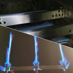 Uniflasy stainless steel burner close-up demonstrating corrosion resistance and even heat