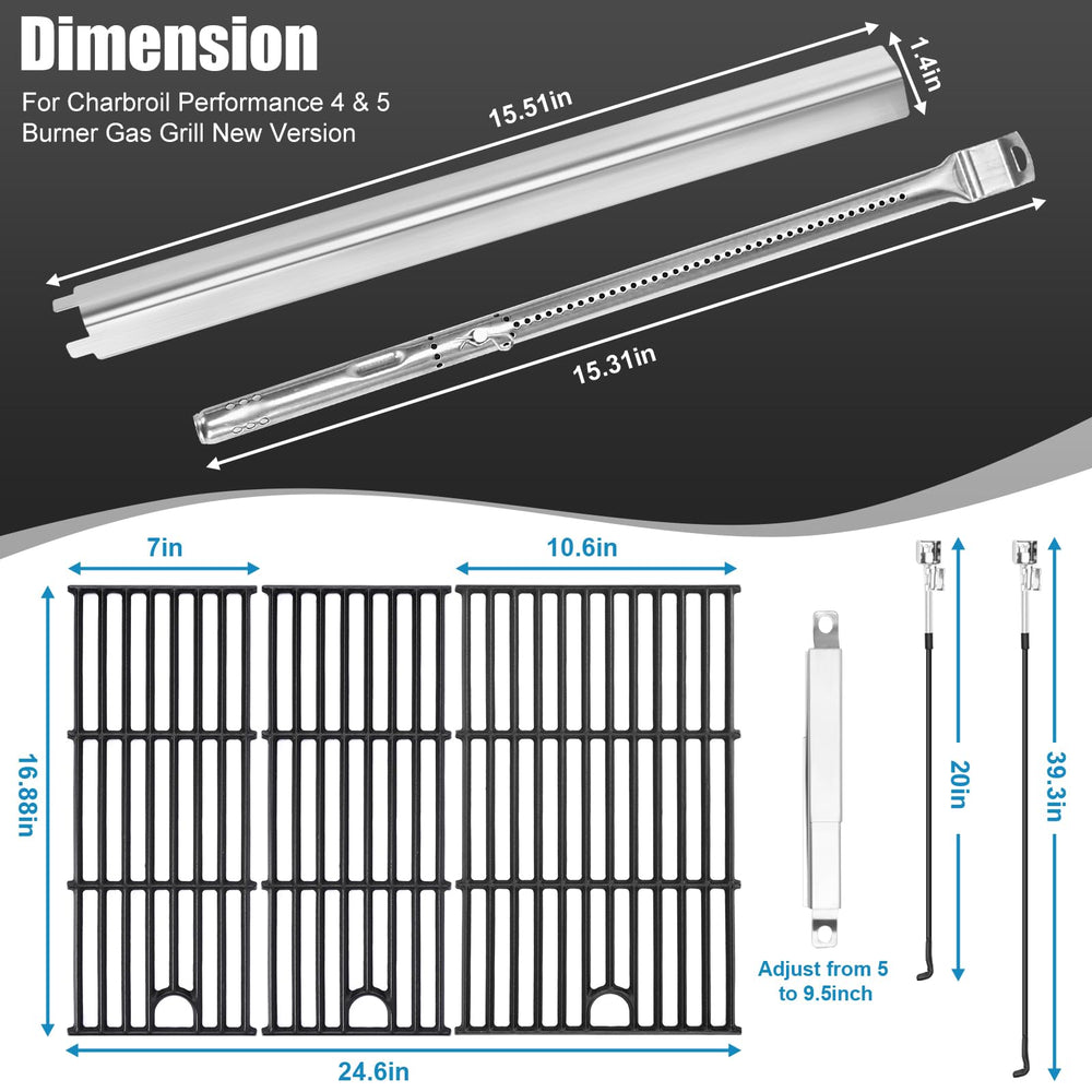 Uniflasy stainless-steel burner tube detail illustrating durable even-flame benefit