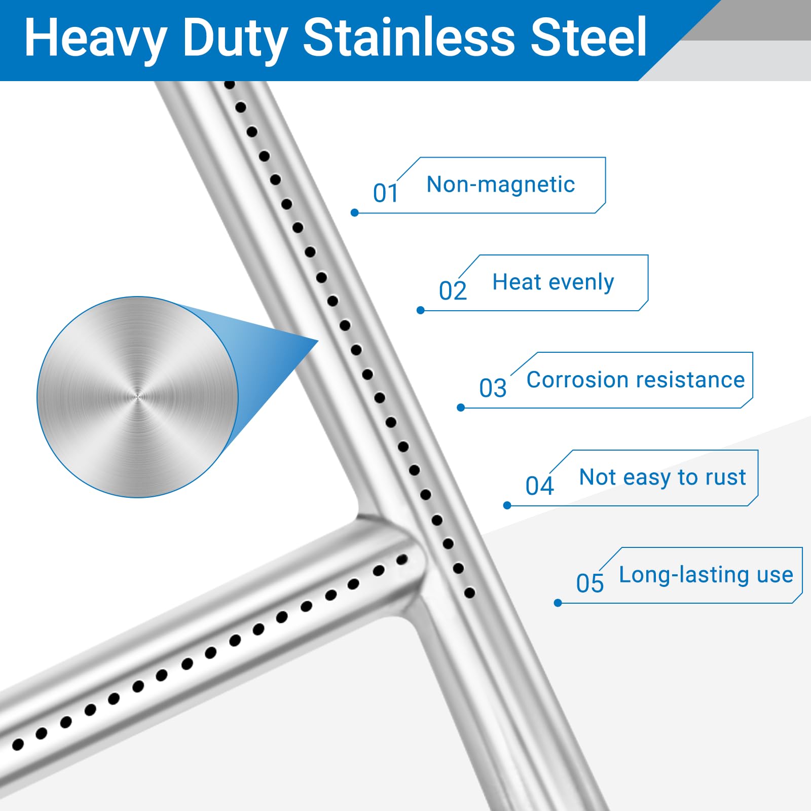 Uniflasy straight burner beside ruler demonstrating correct length for proper fit