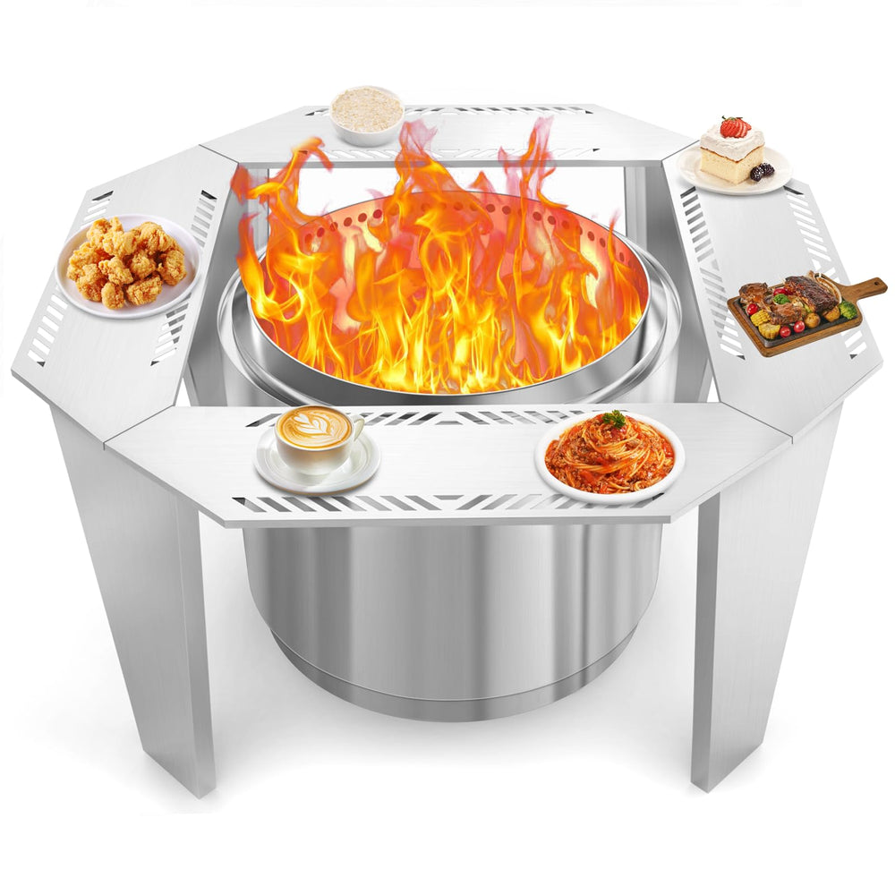 Uniflasy front view showing surround fitted around a fire pit for stable entertaining