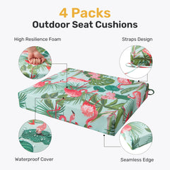 UNIKOME close-up of fabric stitching and flamingo print for durability
