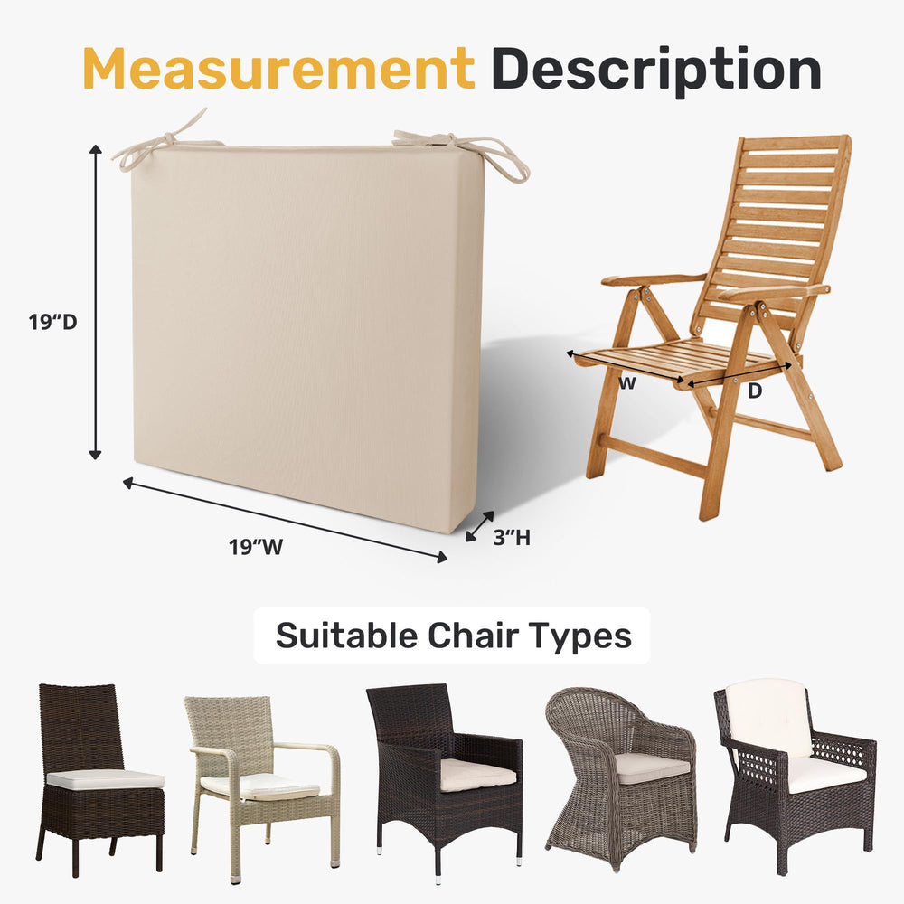 UNIKOME cushion placed on patio chair illustrating outdoor use comfort benefit