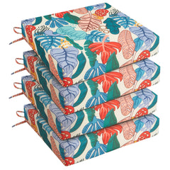 UNIKOME front view of four palm tropical cushions showing pattern and color, adds vibrant outdoor decor