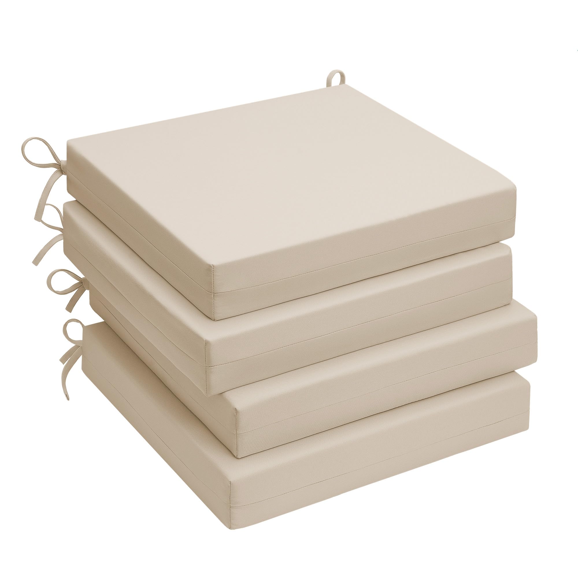 UNIKOME front view of four beige cushions showing neat stack and uniform shape benefit comfort