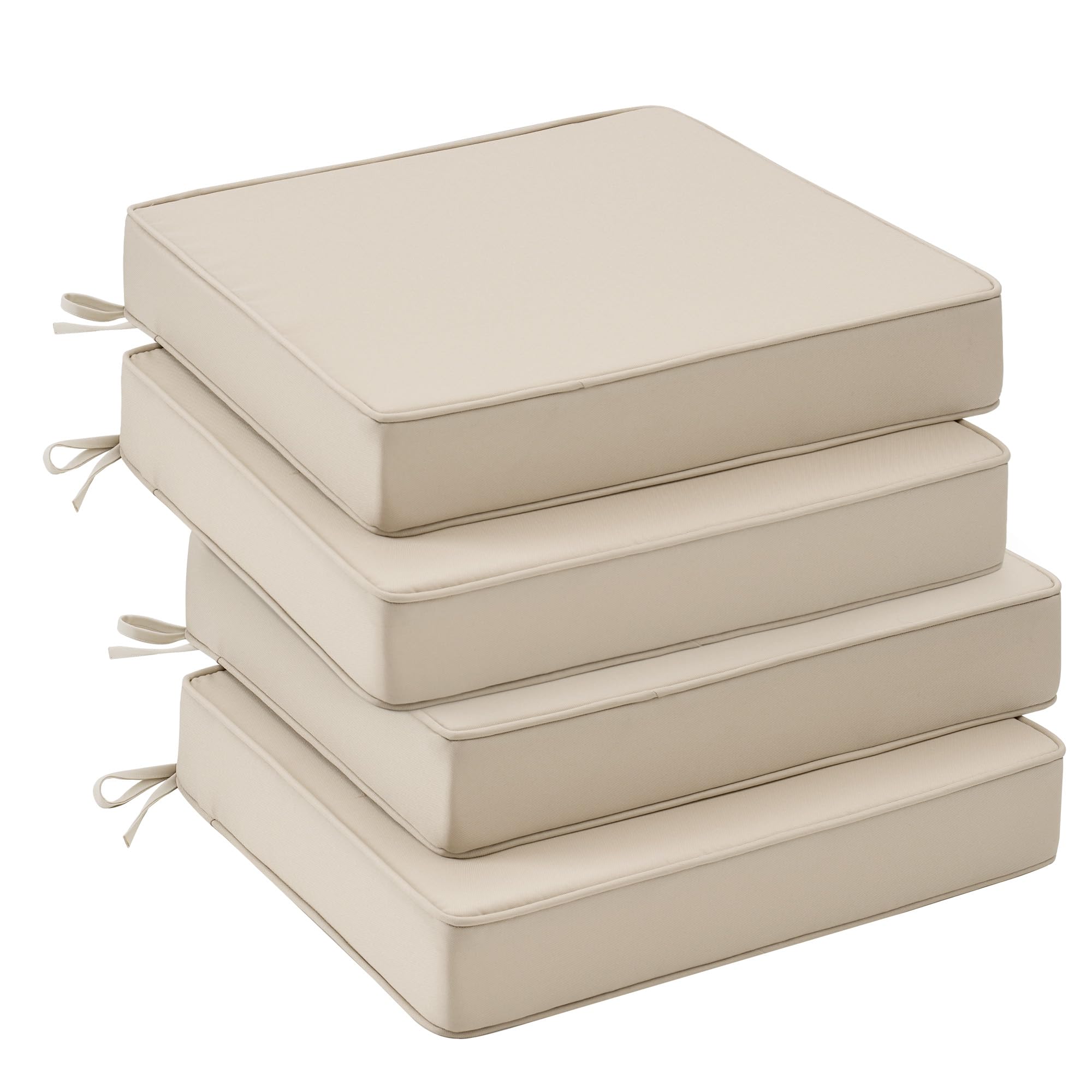 UNIKOME front view of four beige cushions showing improved patio seating