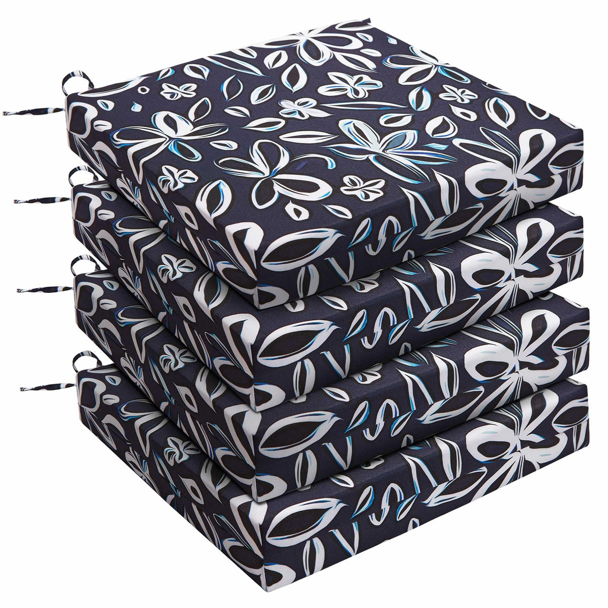 UNIKOME front view of four navy white cushions showing neat pack and color contrast