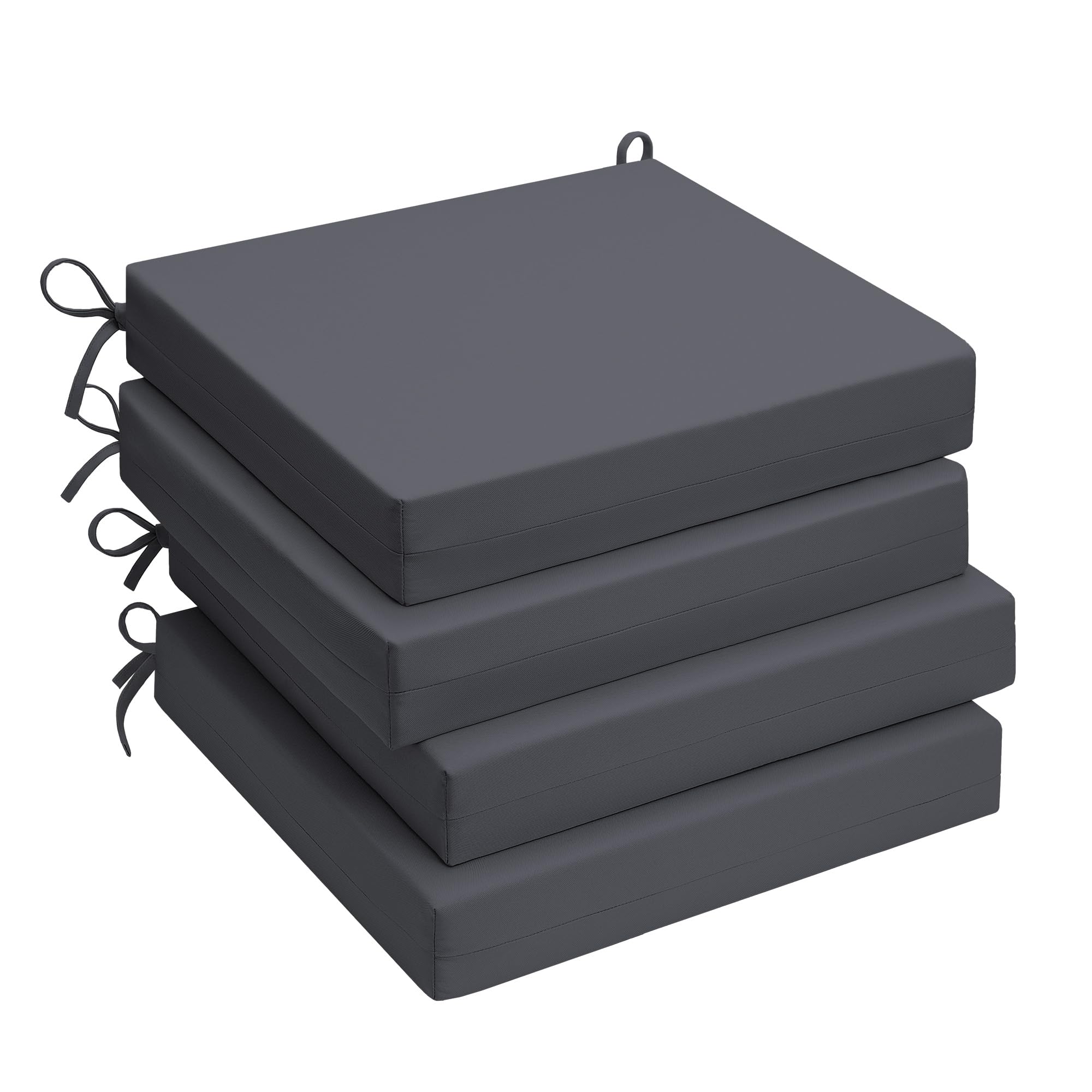 UNIKOME front view of four grey cushions showing neat square corners and uniform thickness for upgraded seating