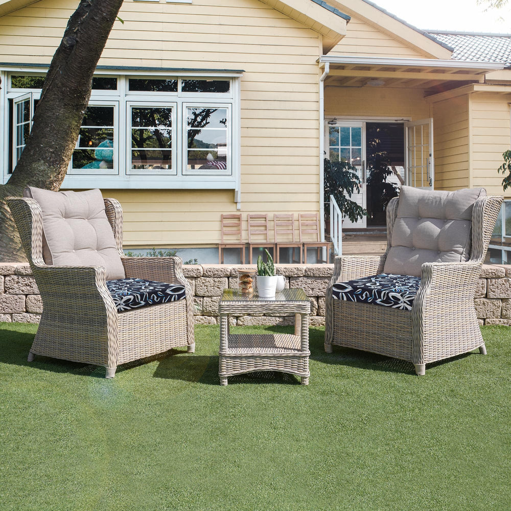 UNIKOME cushions in use on patio dining set adding comfort and visual cohesion