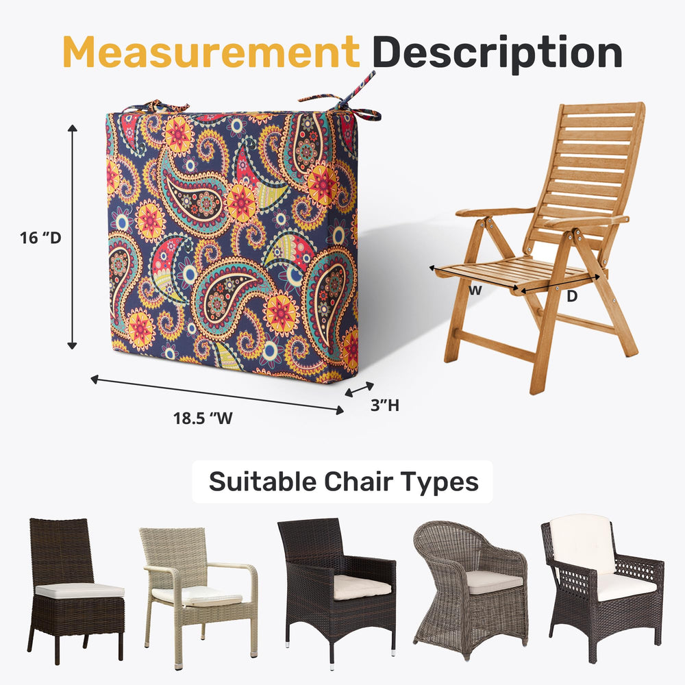 UNIKOME Palmira Paisley cushions in use on patio chairs for stylish comfort