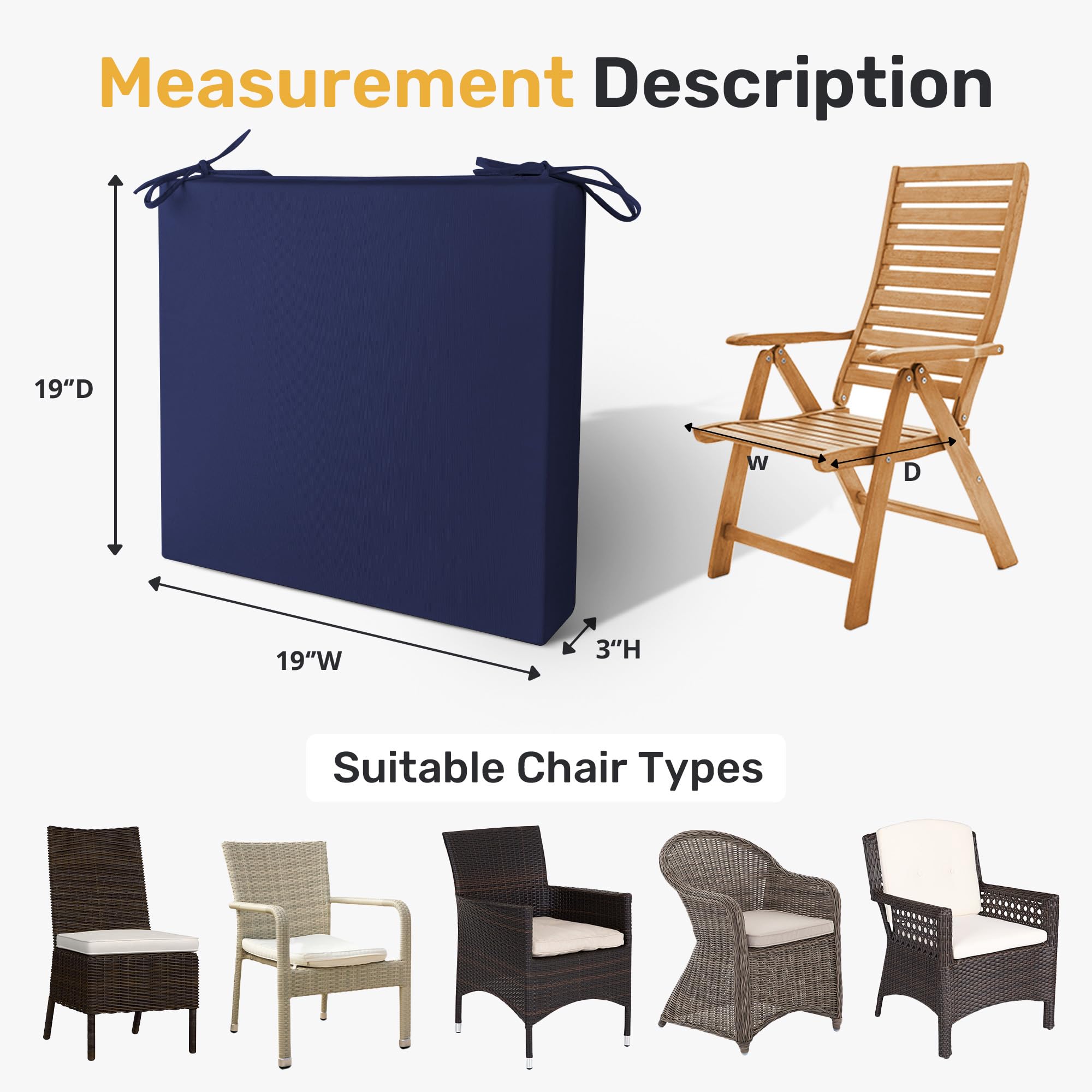 UNIKOME tied cushion straps secured to chair illustrating slip-resistant hold