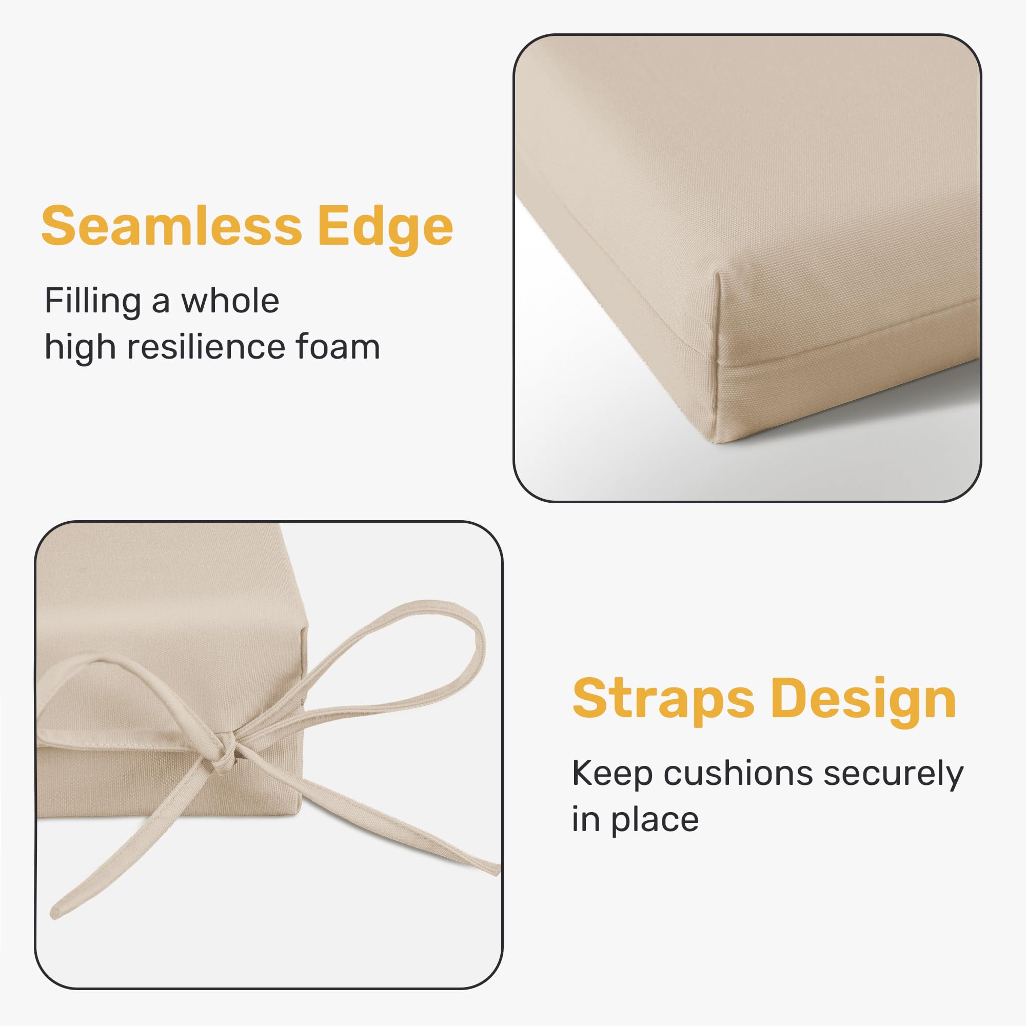 UNIKOME tied strap detail demonstrating secure attachment benefit on chairs