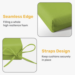 UNIKOME cushion tied to metal patio chair demonstrating strap security and stability