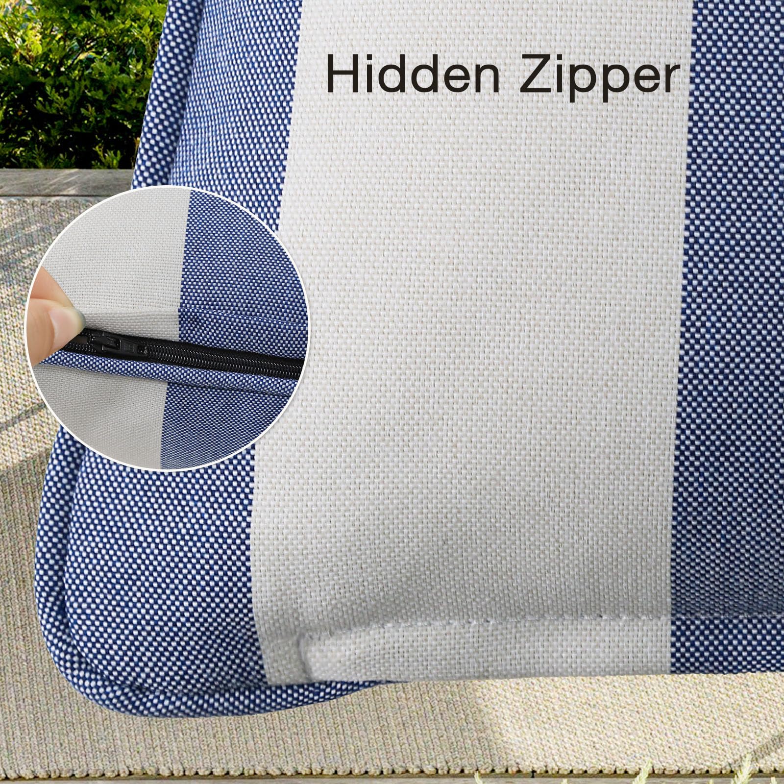 Unimatta hidden zipper detail demonstrating easy removal and clean look benefit
