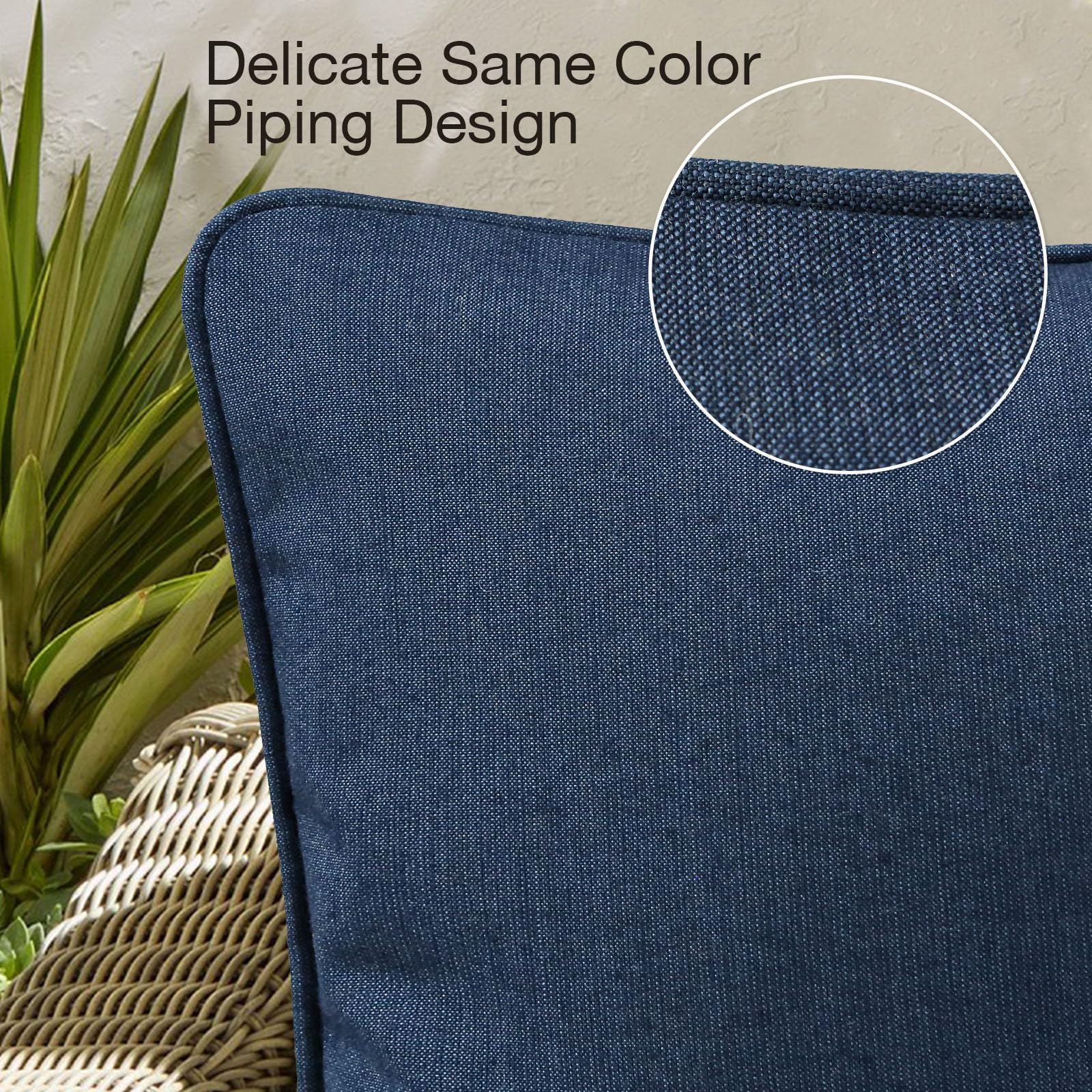 Unimatta pillow displayed on wicker chair showing weather-ready comfort