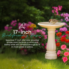 UNION PRODUCTS bird bath placed in garden illustrating curb appeal and wildlife attraction