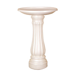 UNION PRODUCTS front view of white bird bath showing classic garden styling and benefit