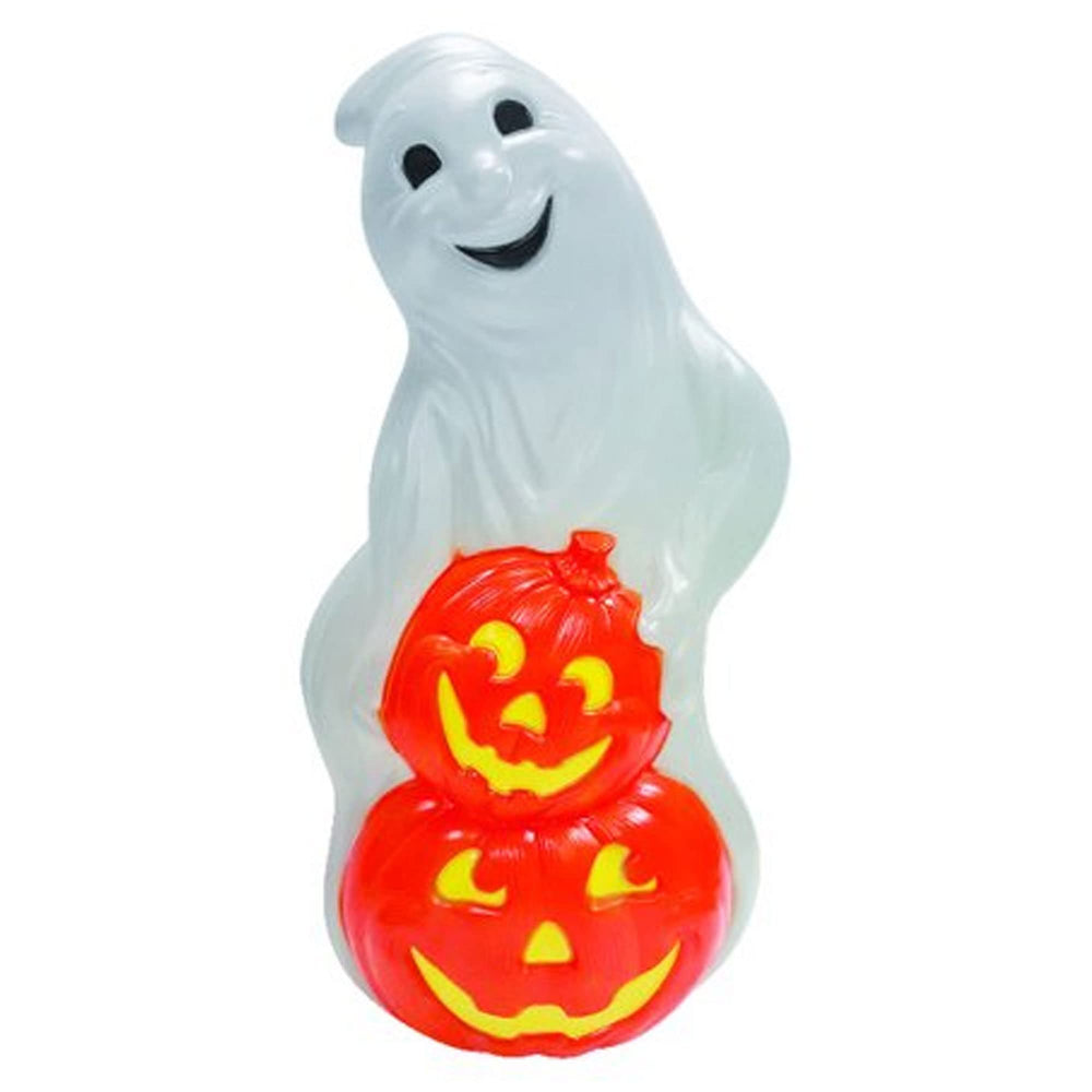 Union Products front view of glowing ghost and pumpkins showing curb appeal