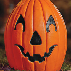 Union pumpkin on porch with fall décor demonstrating instant atmosphere