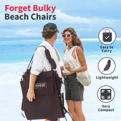 UNIPRIDE adjustable backrest set to recline on beach demonstrating customizable comfort