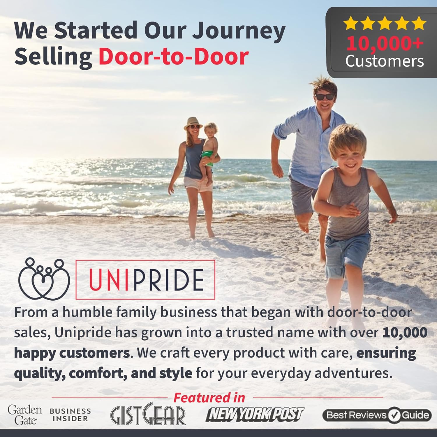 UNIPRIDE pair positioned on sandy beach lifestyle scene for relaxation-ready benefit