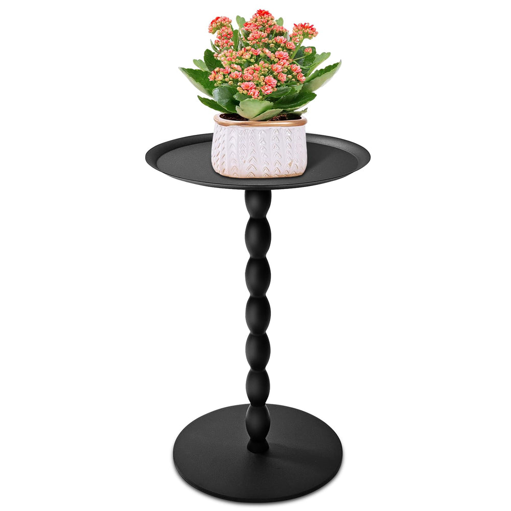 Uniqcovosa front view black plant stand showing sleek mid-century silhouette and stable support