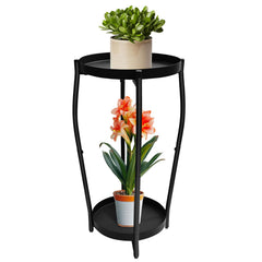 Uniqcovosa front view plant stand showing sleek black finish and space saving benefit
