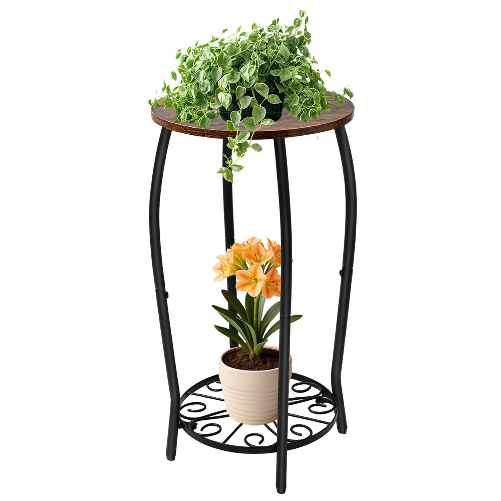 Uniqcovosa front view plant stand showing two-tier display and stable design
