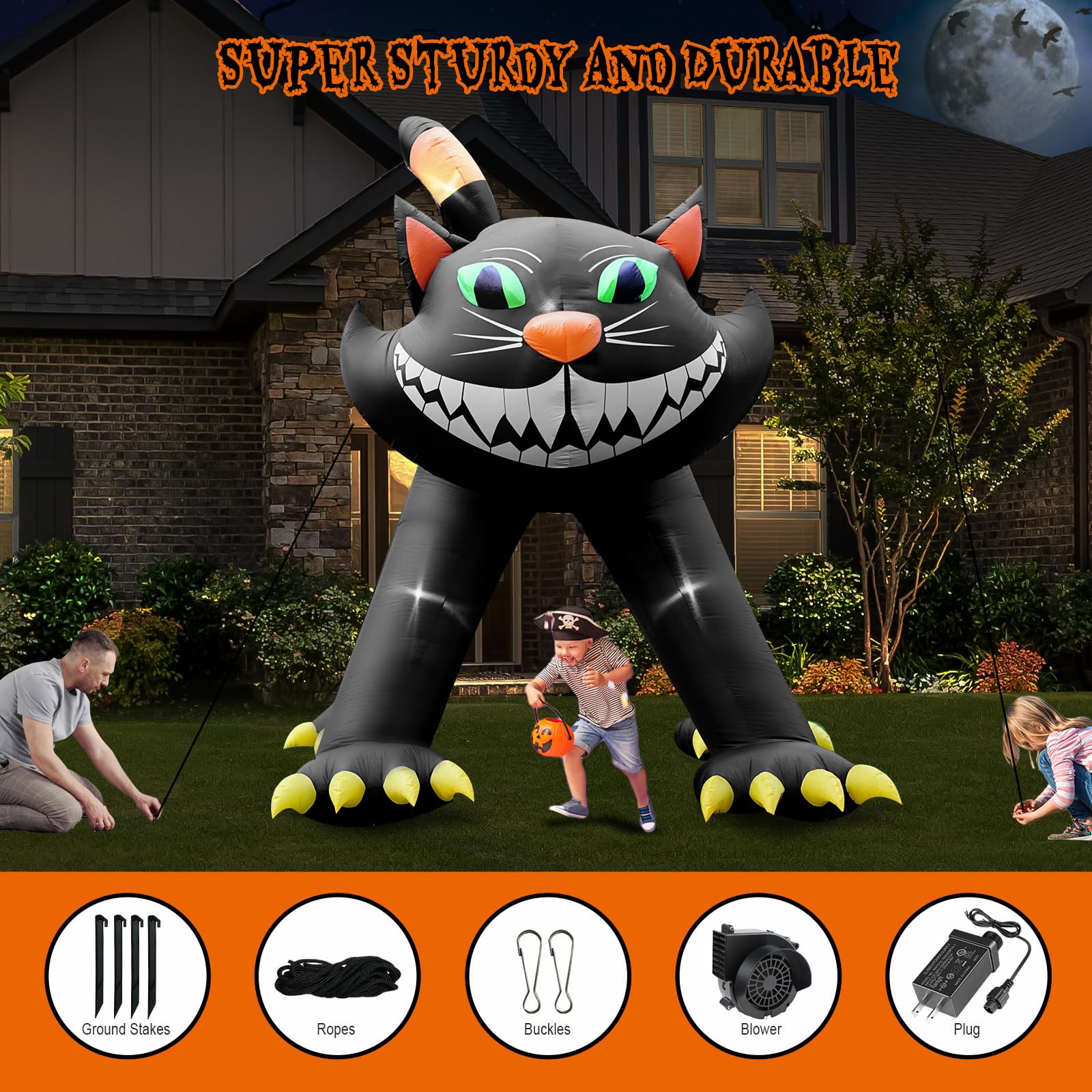 UniqSeason black cat on porch in a Halloween setting for festive impact