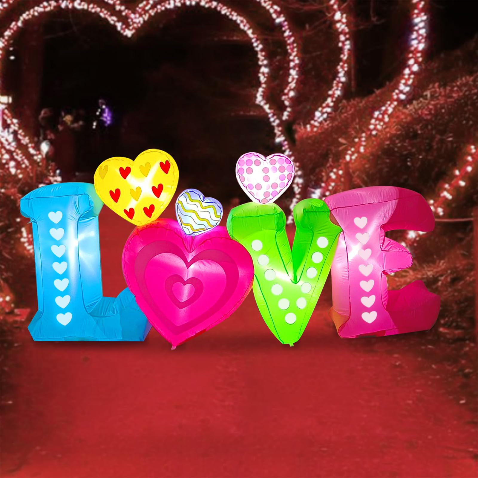 UniqSeason front view of Loved Hearts inflatable showing romantic focal point