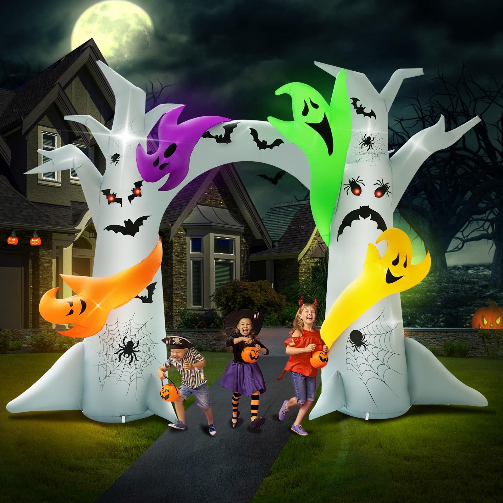 UniqSeason front view of full inflatable tree arch showing height and entry impact