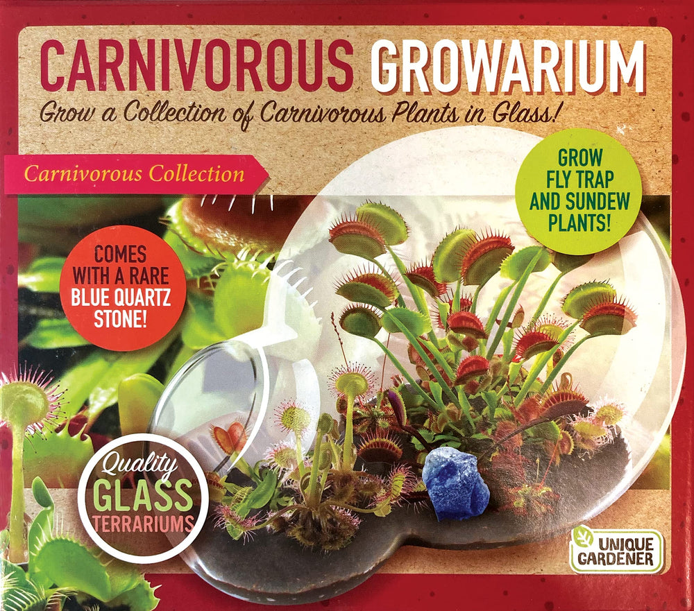 Unique Gardener flytrap and sundew seed packets with germination disk showing included supplies