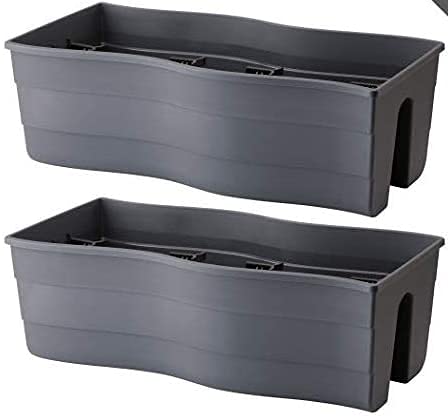 United Frames front view of grey rectangular railing planter showing clean lines and capacity