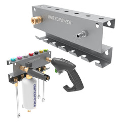 UNITEDPOWER front view showing organized gun and foam cannon, clear storage benefit