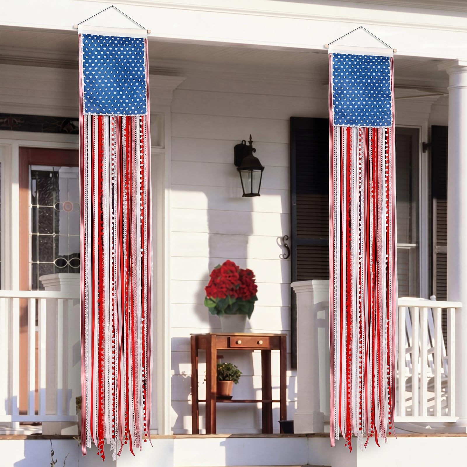 Unittype banner front view showing stars and stripes, adds festive curb appeal