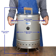 universal open chamber with racks and hooks illustrating flexible cooking arrangements
