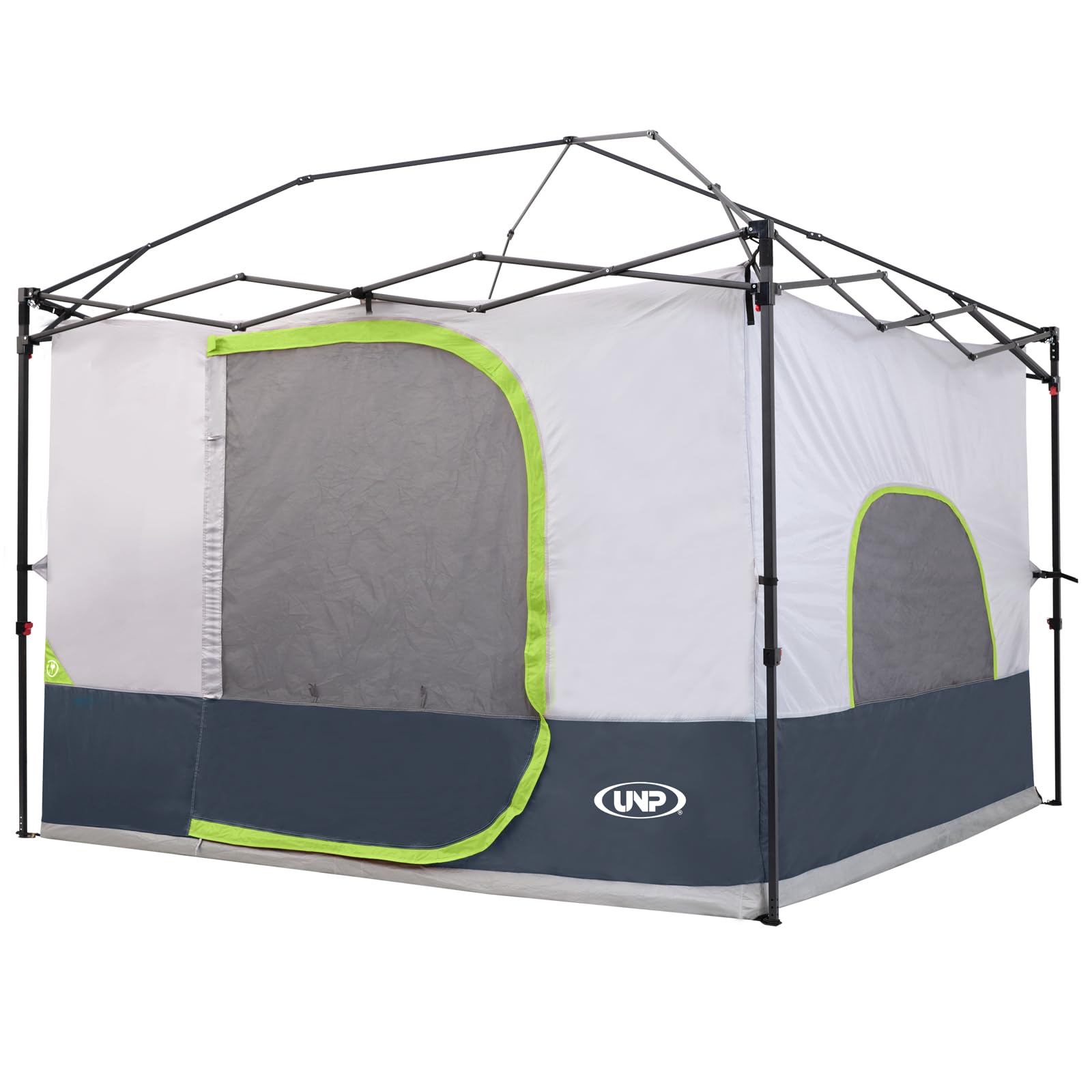 unp cube tent front view showing canopy and protection
