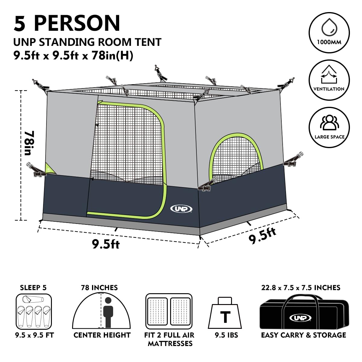 unp cube tent setup in use at campsite for fast shelter