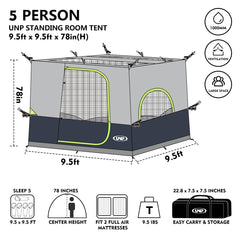 unp cube tent setup in use at campsite for fast shelter