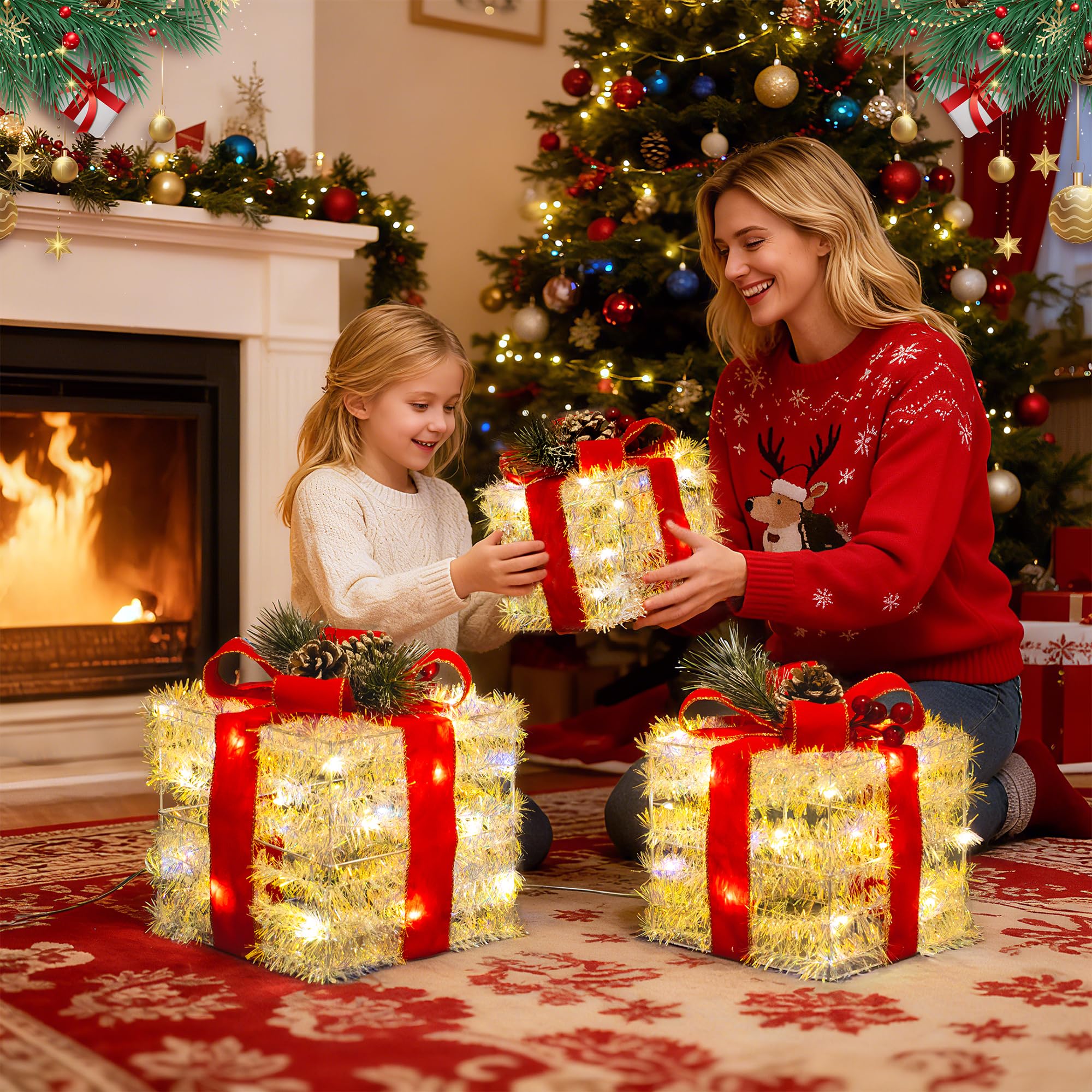 UNUSROOM gift boxes lit on a yard boosting curbside Christmas appeal