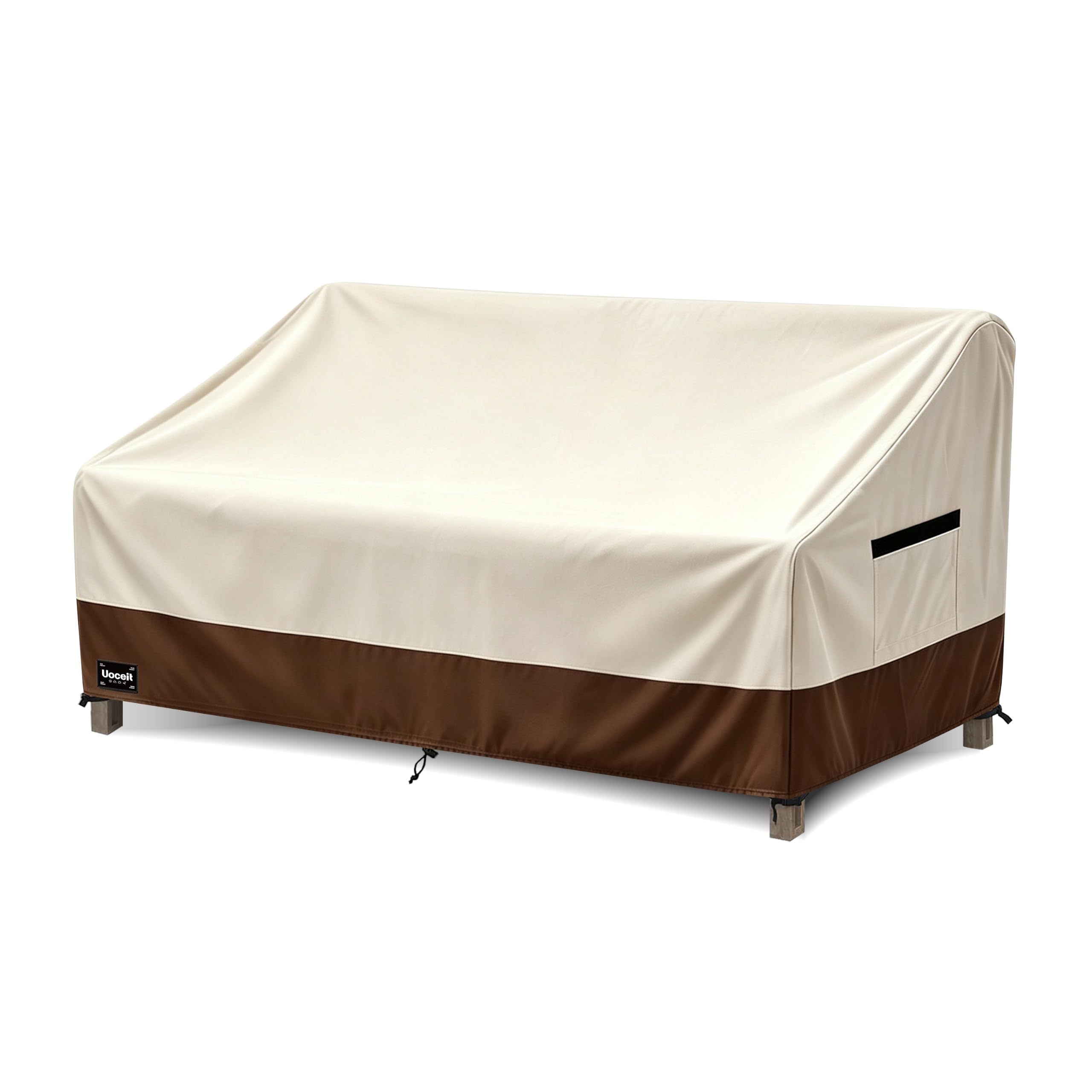 Uoceit front view of cover protecting a three-seater sofa for weather resistance