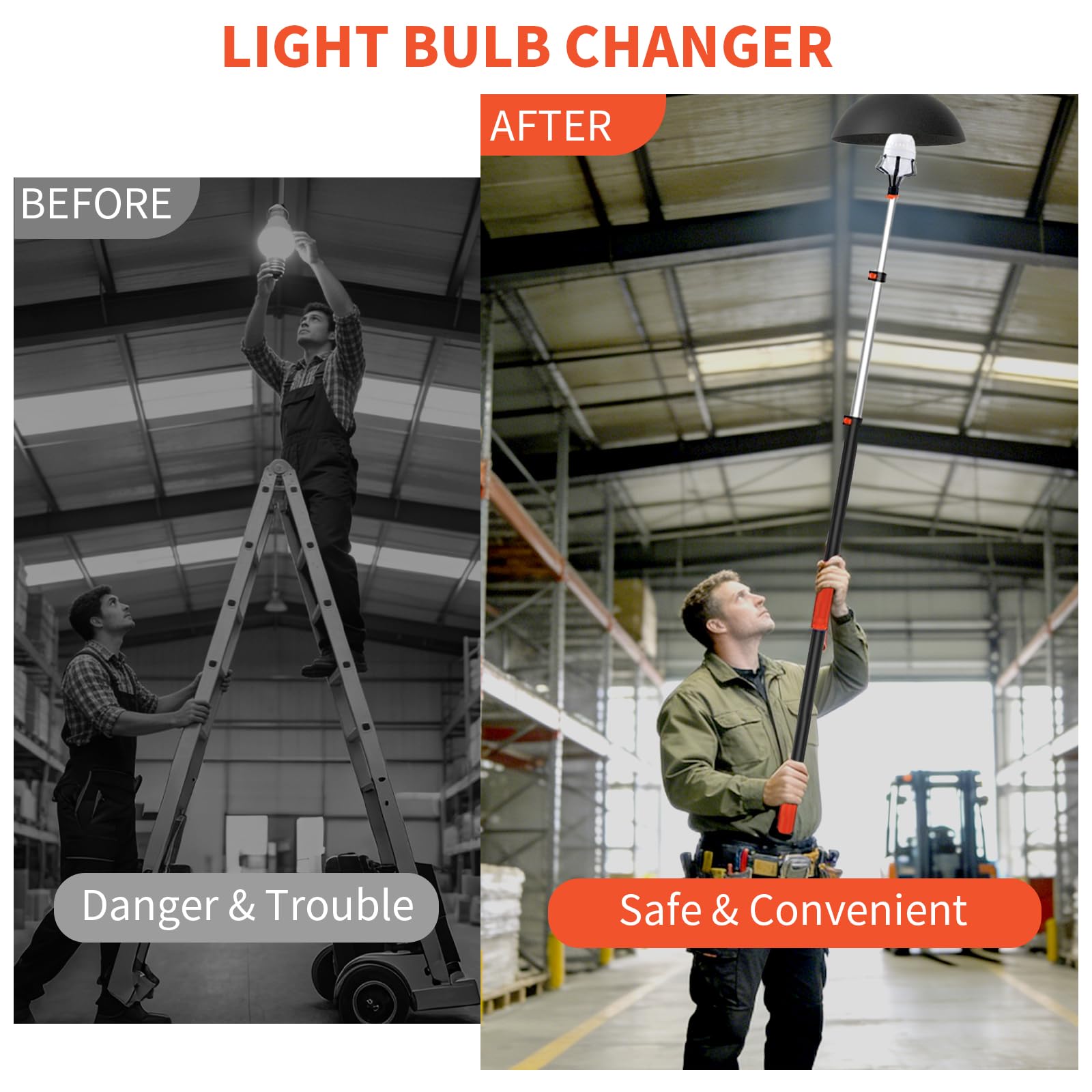 Uojim fully extended pole demonstrating maximum reach and stable segment-lock design