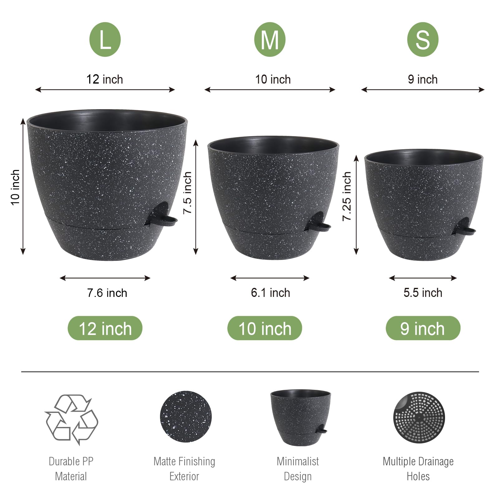 UOUZ 10 inch planter top view showing soil texture and easy planting benefit